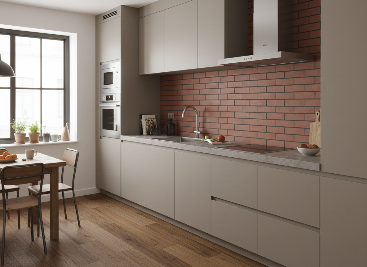 Плитка под кирпич облицовка фартука