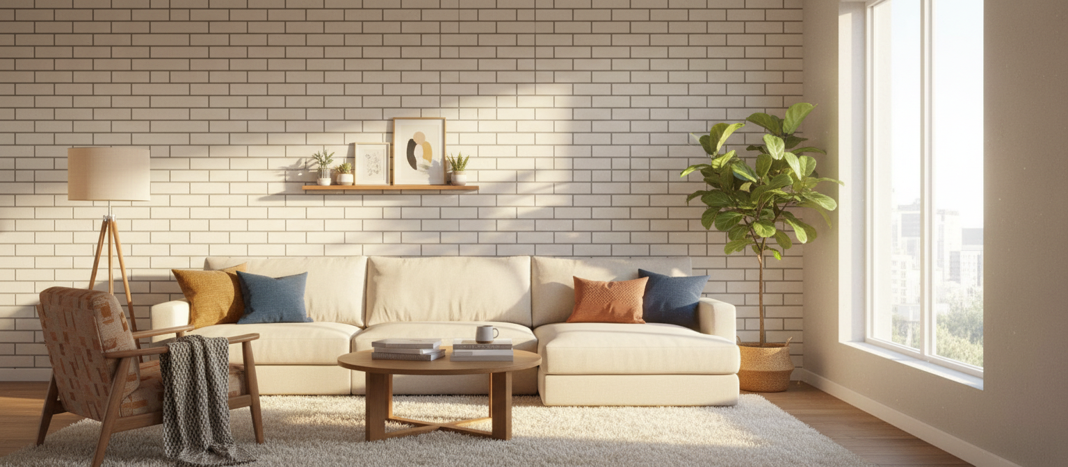 белая плитка в интерьере 