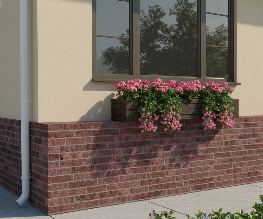 Ригельная плитка на цоколе